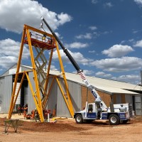 Erected Crane Frame for Nelsons Silos.